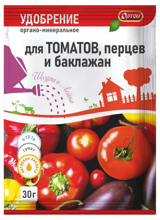 Удобрение Ортон Тукосмесь для томатов перцев и баклажан 30 г 11₽