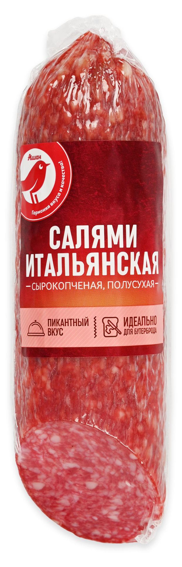 Колбаса сырокопченая полусухая АШАН Красная птица Салями Итальянская 250 г 299₽