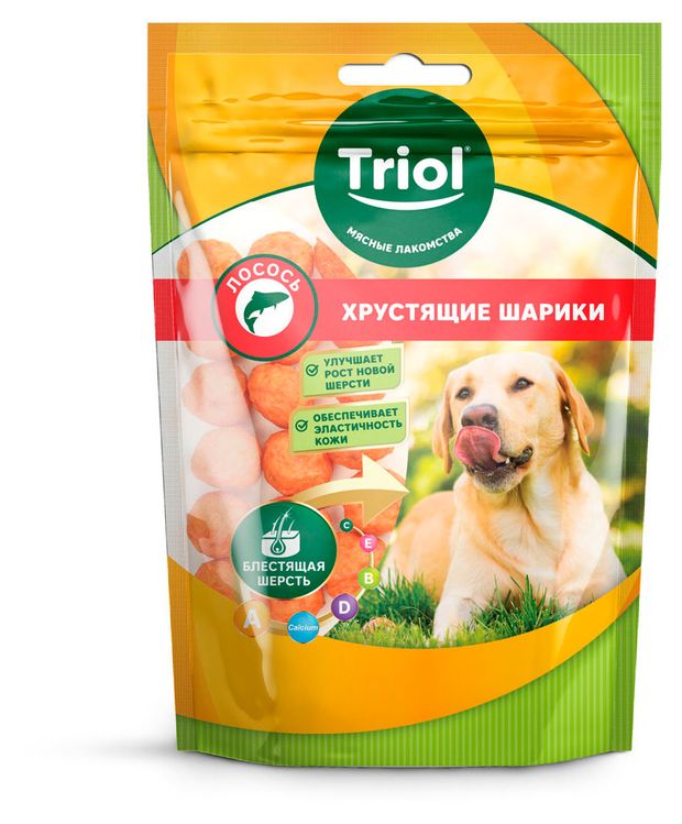 Лакомство для собак Triol Хрустящие шарики из лосося, 70 г