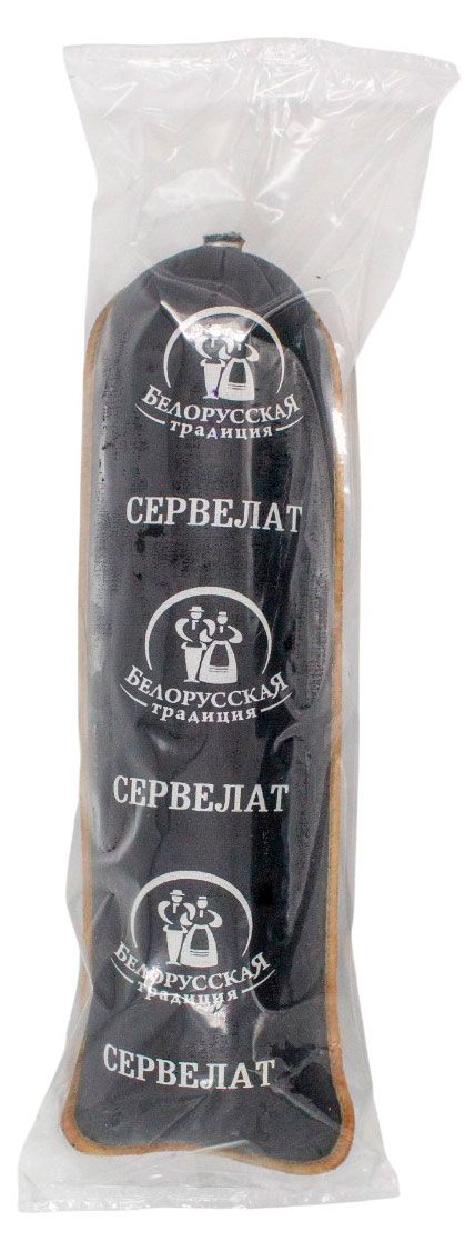 Колбаса варено-копченая Белорусская традиция Сервелат Славянский Беларусь, ~ 1,3 кг