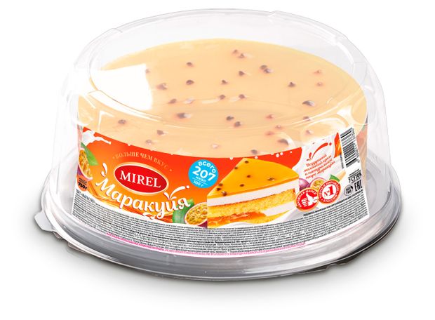 Торт бисквитный MIREL Маракуйя с воздушно-молочным кремом и пюре из маракуйи охлажденный, 750 г