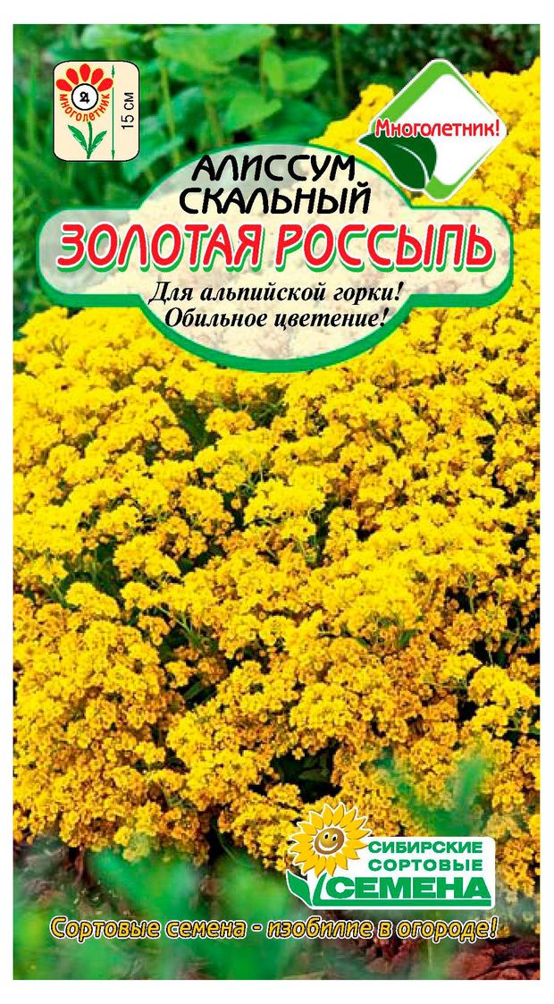 Семена Сибирские сортовые семена Алиссум Золотая россыпь, 0,1 г