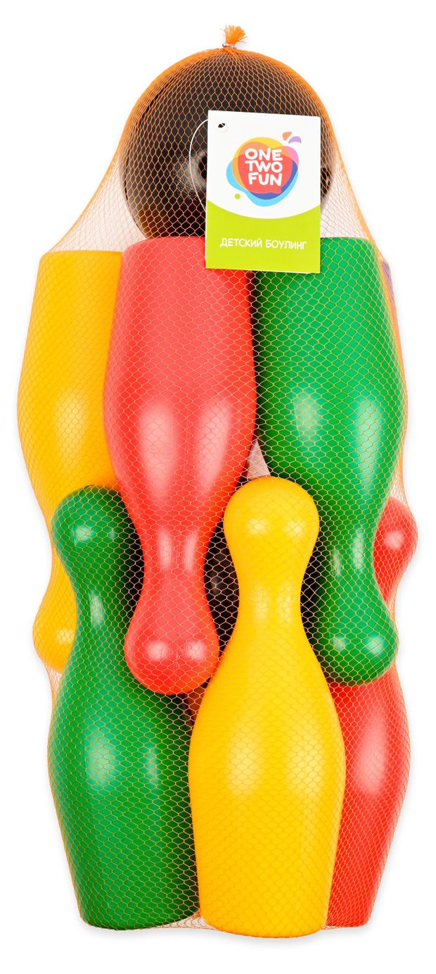 Боулинг детский ONE TWO FUN 10 кеглей + 2 шара
