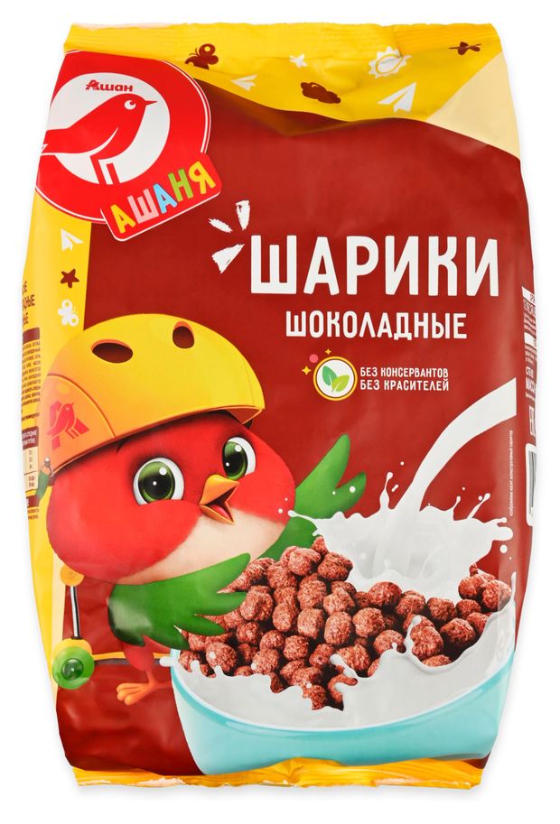 Готовый завтрак АШАН Красная птица Шарики шоколадные Беларусь, 250 г