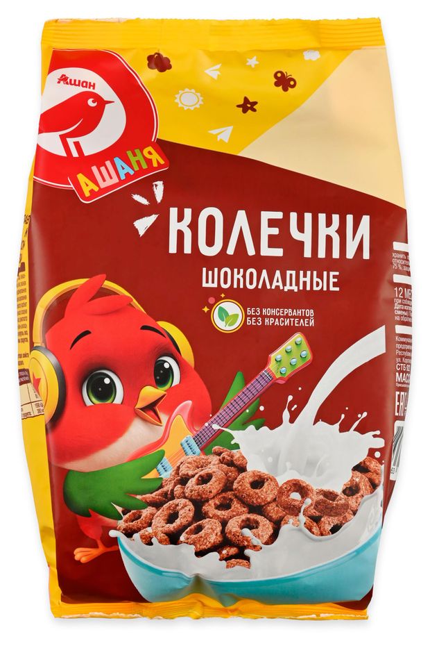 Готовый завтрак АШАН Красная птица Колечки шоколадные Беларусь 200 г 110₽
