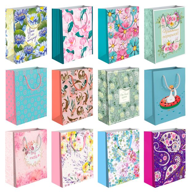 Пакет подарочный глянцевый Шарм 20х24 см, 1 шт в ассортименте