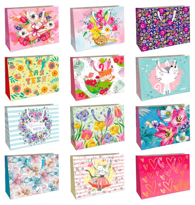 Пакет подарочный премиум 32х26 см 1 шт в ассортименте 110₽