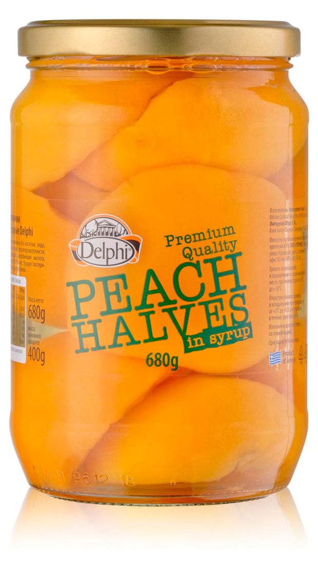 Персики половинки отборные Delphi в сиропе Греция, 680 г