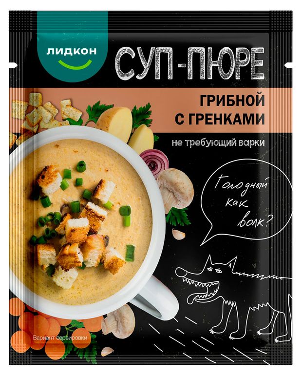 Суп-пюре Лидкон Грибной с гренками Беларусь, 20 г