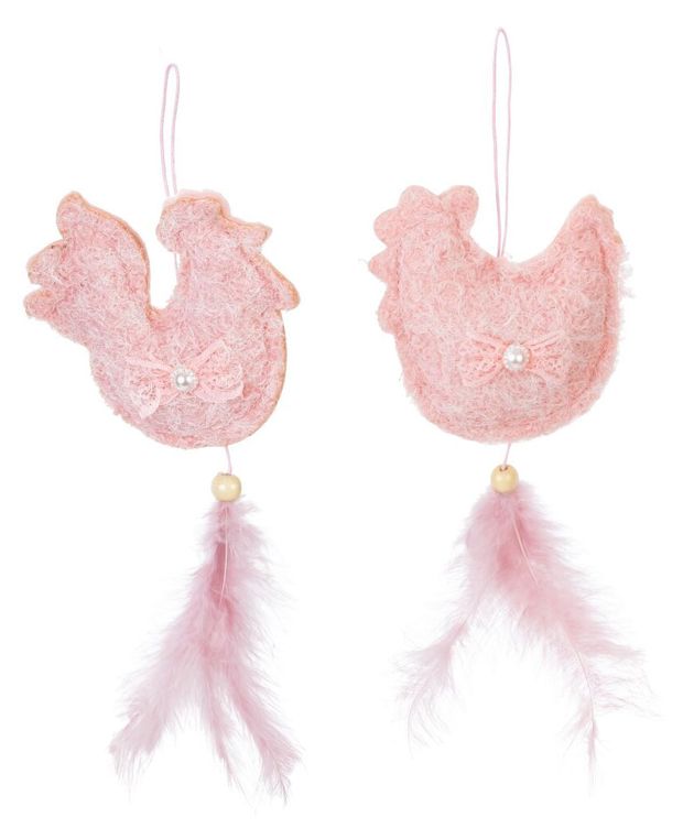 Фигура декоративная пасхальная Подвес Курочка/Петушок 9х2,5 см, 1 шт в ассортименте