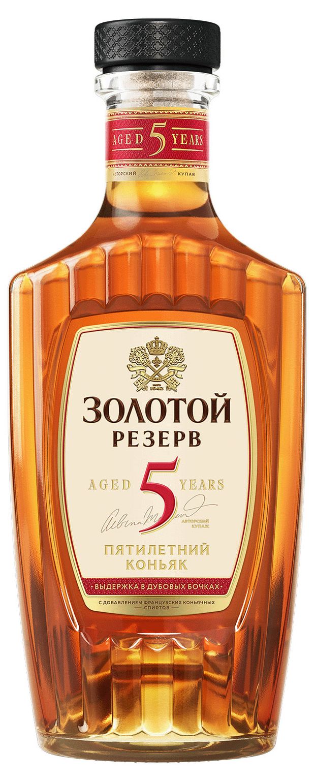 Коньяк Золотой Резерв 5 звезд Россия, 0,5 л
