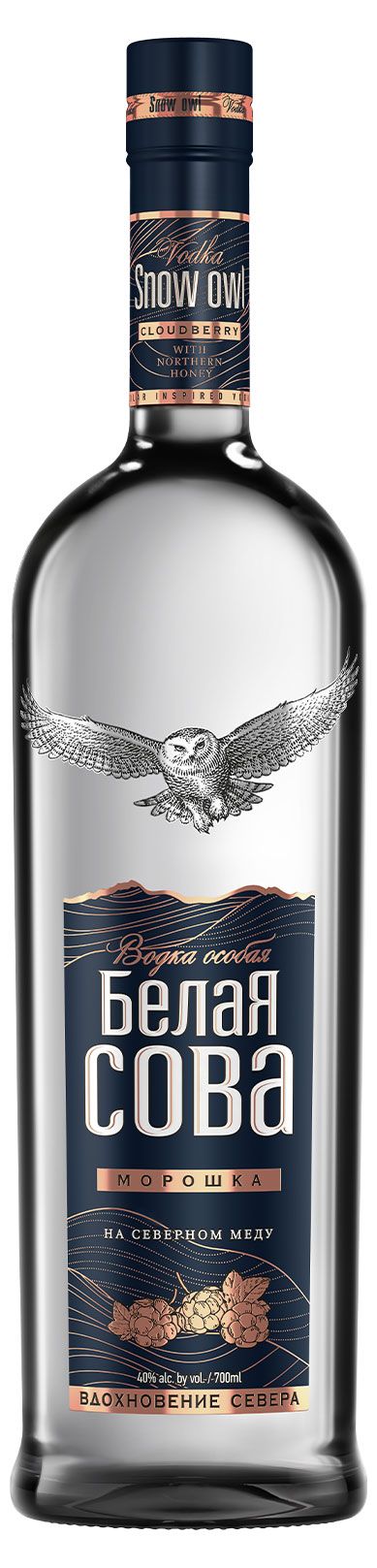 Водка Белая Сова Морошка на северном меду Россия, 0,7 л