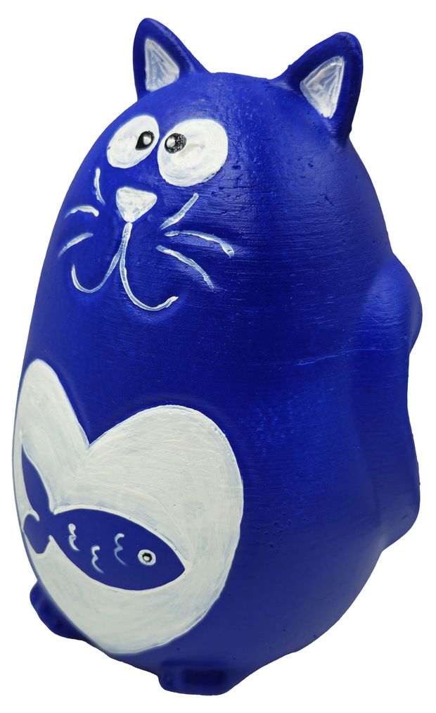 Копилка Барсик сиий с рыбкой, 11х18 см