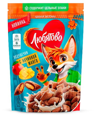 Готовый завтрак Любятово подушечки с начинкой манго, 220 г