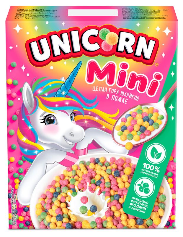Готовый завтрак Unicorn Мини-шарики со вкусом клубники и яблока 195 г 300₽
