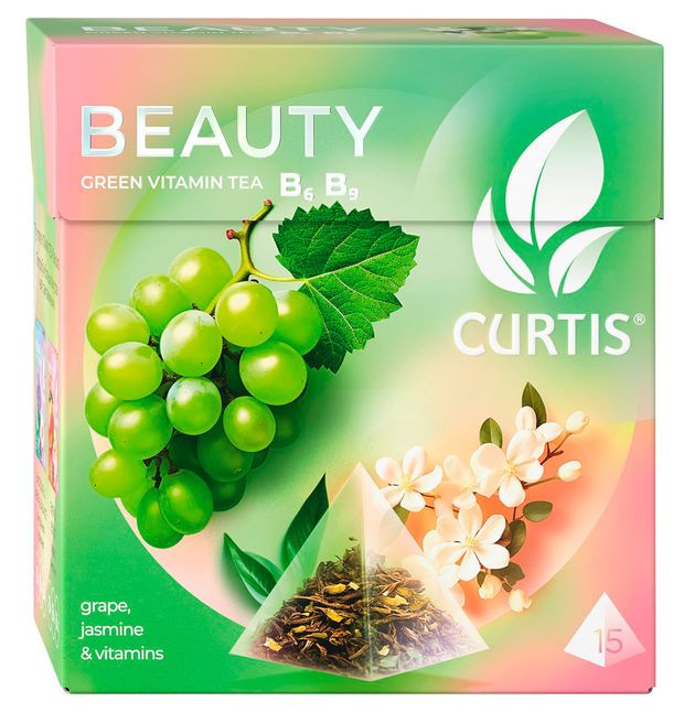 Чай зеленый CURTIS Beauty с кусочками винограда 15 пирамидок 165₽