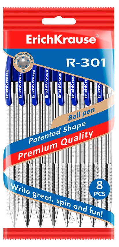 Набор шариковых автоматических ручек ErichKrause Classic Matic R-301 синие, 8 шт