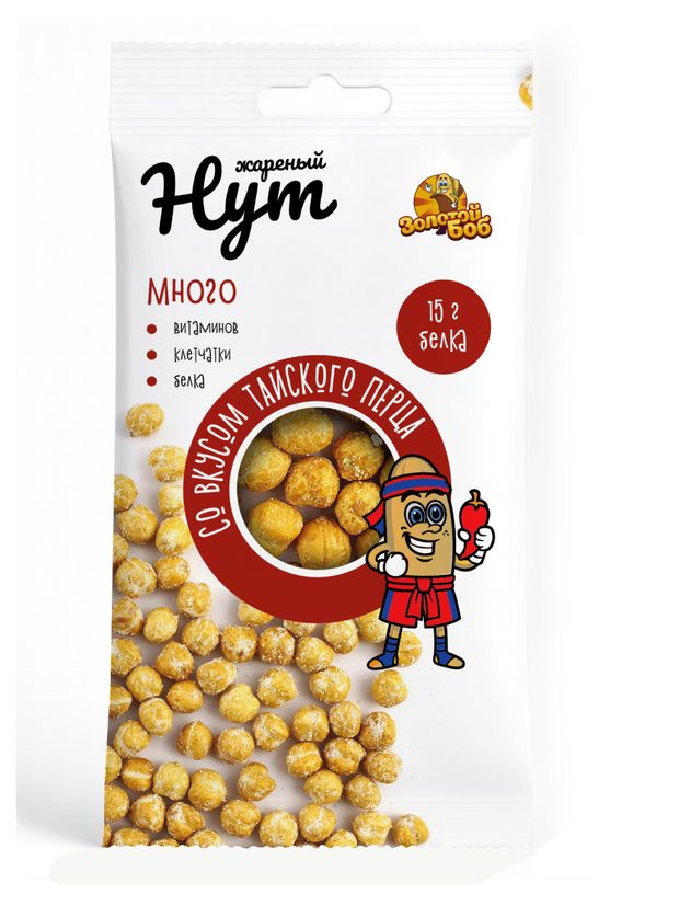 Нут жареный Золотой Боб со вкусом тайского перца, 50 г
