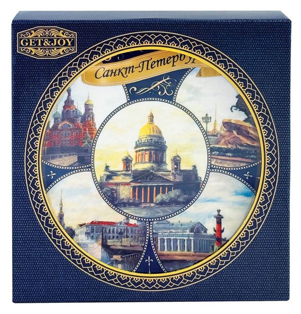 Чай черный GET&amp;JOY Виды Санкт-Петербурга в фарфоровой тарелке, 50 г