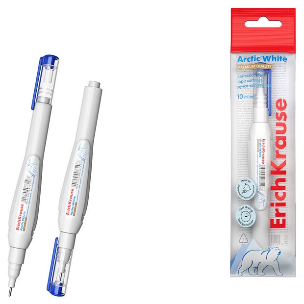 Ручка-корректор ErichKrause Arctic White Тайвань, 1 шт в ассортименте