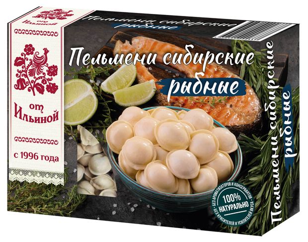 Пельмени рыбные от Ильиной Сибирские с лососевыми породами замороженные 450 г 220₽