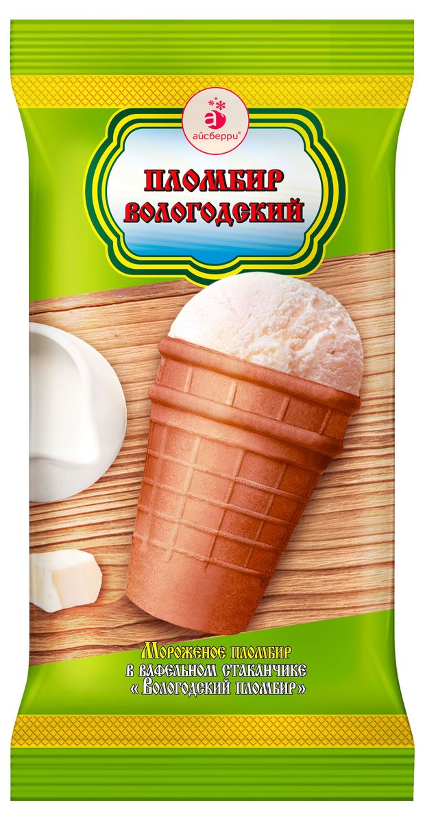 Мороженое молочное Вологодский пломбир Пломбир 15% БЗМЖ, 100 г