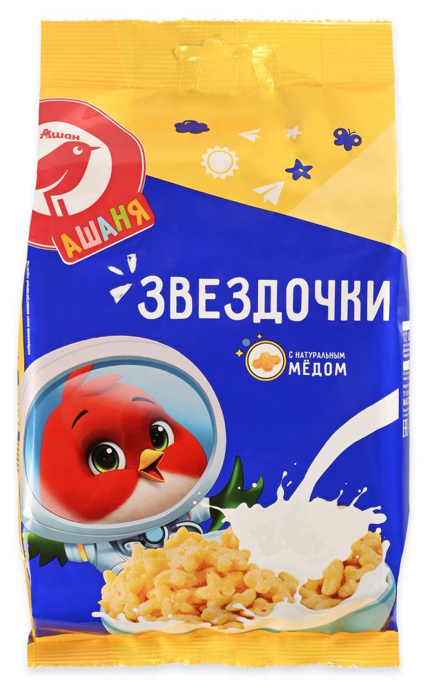 Готовый завтрак АШАН Красная птица Ашаня Звездочки медовый, 250 г