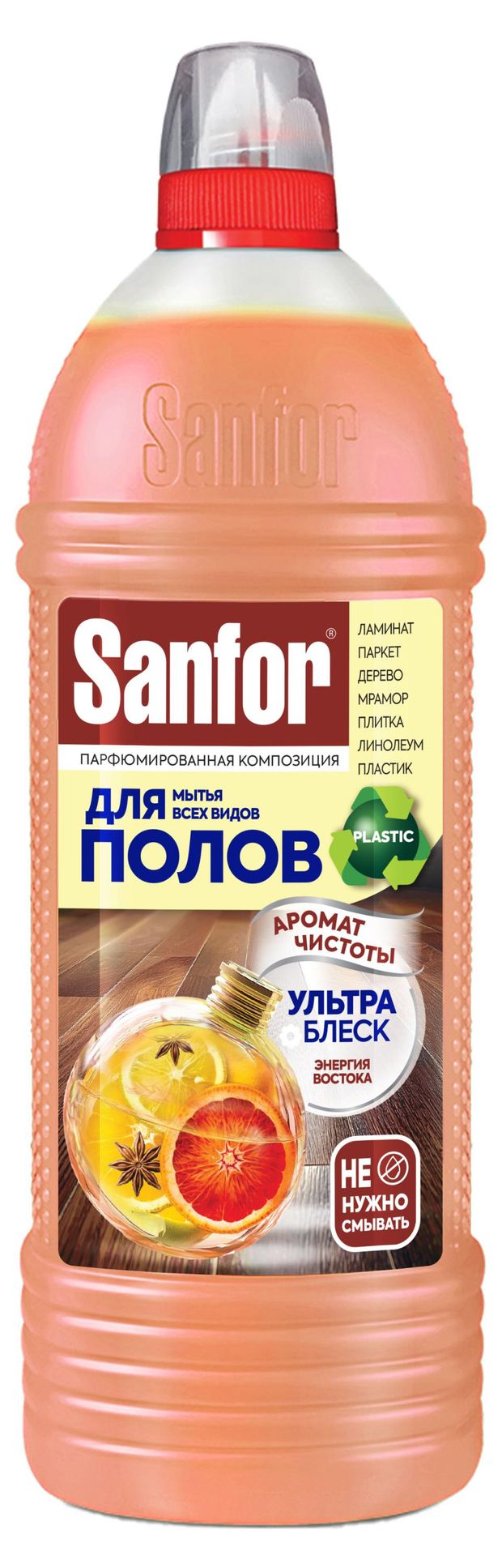 Средство для мытья полов Sanfor Универсальное Ультра блеск Энергия востока 1 л 180₽