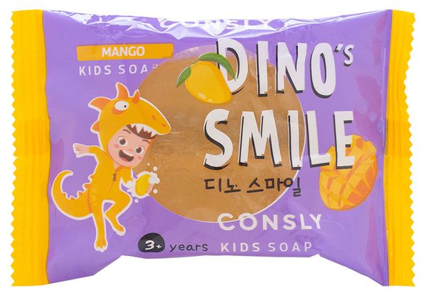 Мыло твердое CONSLY DINO's SMILE с ароматом манго 3+, 90 г
