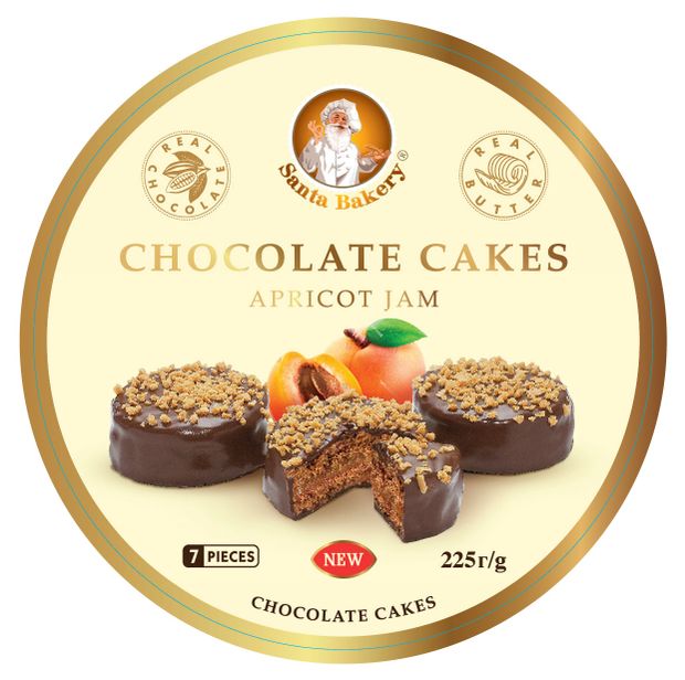 Пирожные шоколадные Santa Bakery Chocolate Cakes Apricot Jam с абрикосовым джемом, 225 г