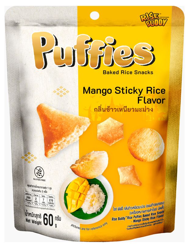 Снеки рисовые R!se Buddy со вкусом манго Таиланд, 60 г
