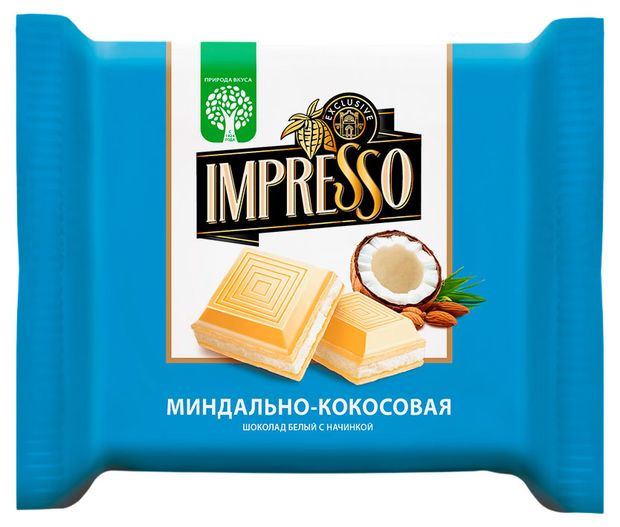 Шоколад белый Impresso с миндально-кокосовой начинкой Беларусь, 75 г