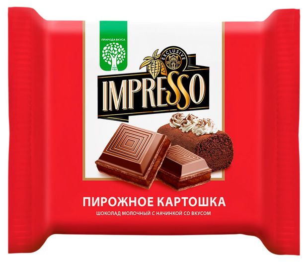 Шоколад молочный Impresso с начинкой со вкусом Пирожного картошка Беларусь, 75 г