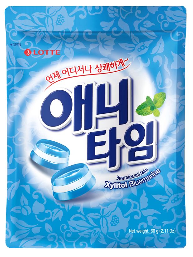 Карамель леденцовая Lotte Xylitol Bluemarine без добавления сахара Корея, 60 г