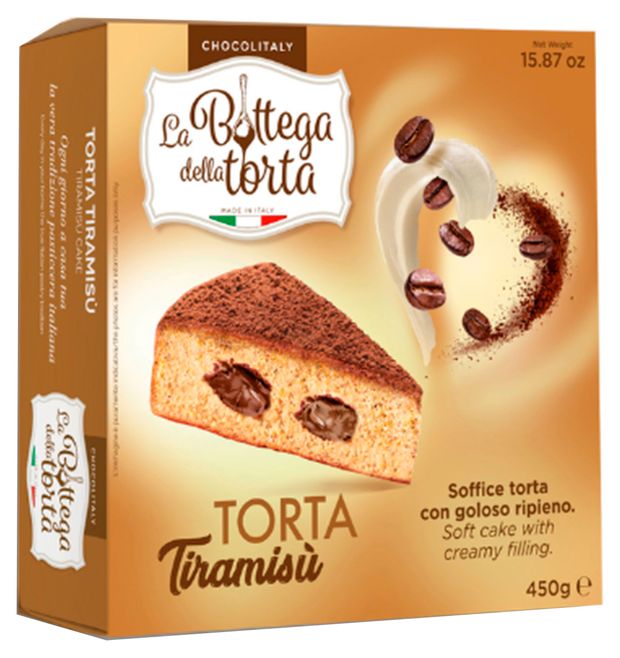 Торт бисквитный CHOCOLITALY La Bottega Della TORTA с начинкой тирамису Италия, 450 г