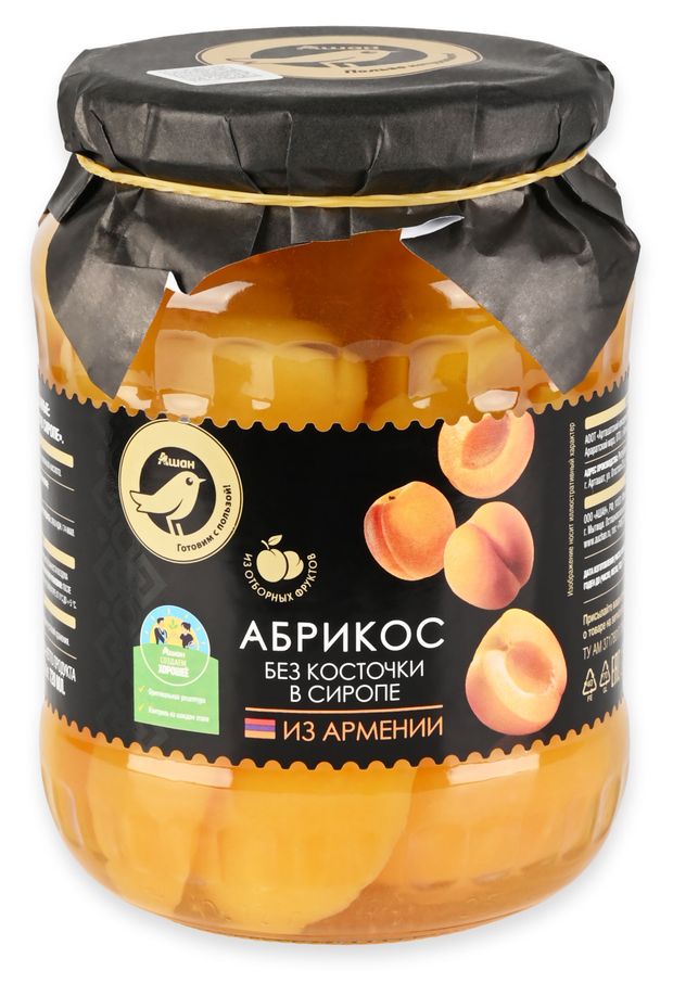 Абрикос АШАН Золотая птица в сиропе без косточки Армения 730 г 300₽