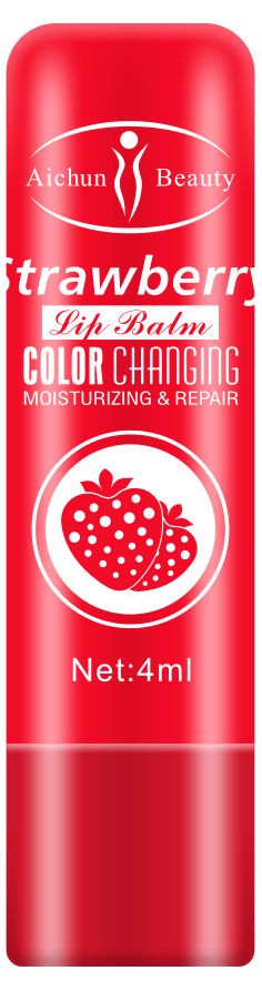Бальзам-тинт для губ Aichun Beauty с экстрактом клубники Strawberry Color Change Lip Balm, 4 мл