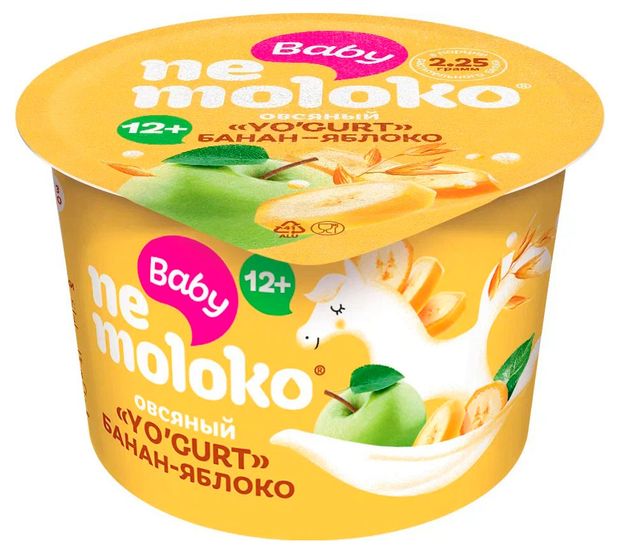 Продукт овсяный Nemoloko Yogurt яблоко банан 5 с 12 мес охлажденный 90 г 45₽