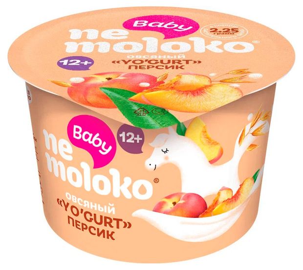 Продукт овсяный Nemoloko Yogurt персик 5 с 12 мес 90 г 45₽