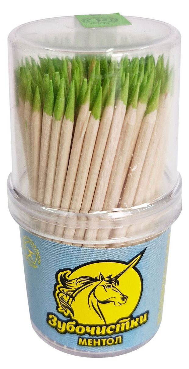 Зубочистки Единорог береза с ментоловым кончиком, 150 шт