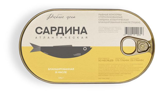 Сардина атлантическая Рыбное меню тушки бланшированные в масле 175 г 235₽