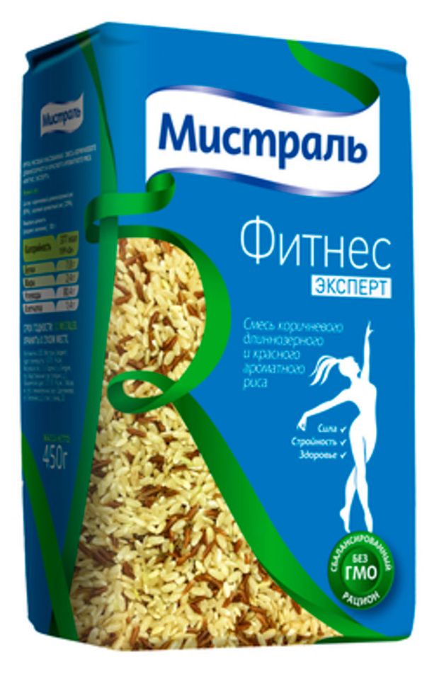 Рис Мистраль Фитнес эксперт смесь коричневого и красного риса 450 г 130₽
