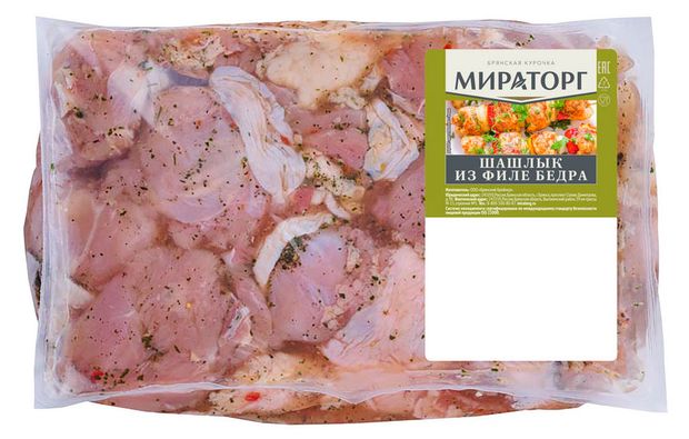 Шашлык из мяса цыпленка-бройлера Мираторг в маринаде охлажденный 22 кг 340₽