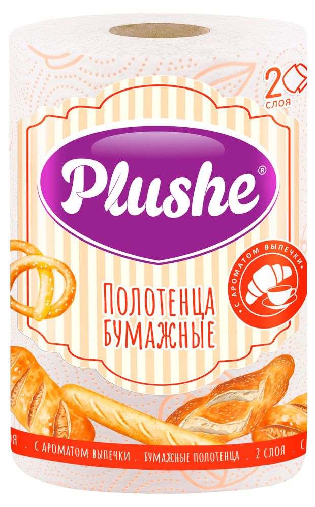 Бумажные полотенца Plushe Выпечка 2 слоя, 1 рулон