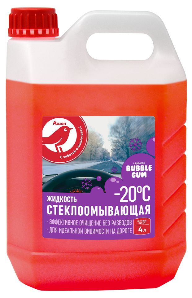 Жидкость стеклоомывателя -20С АШАН Красная птица 4 л 350₽