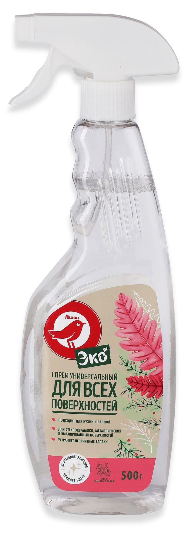 Чистящее средство АШАН Красная птица Эко спрей универсальный для всех поверхностей, 500 г