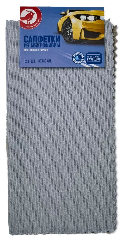 Салфетки АШАН Красная птица из микрофибры 30х30 см 3 шт 110₽