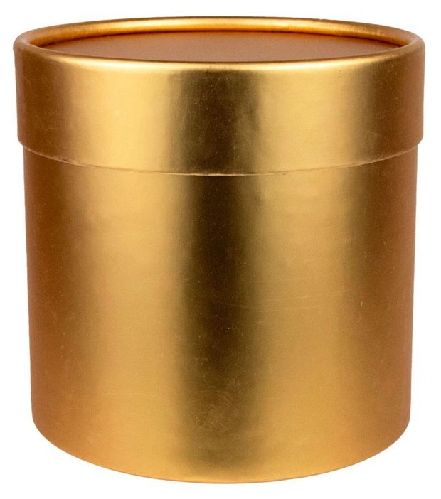 Коробка шляпная подарочная круглая Азалия Декор для цветов и подарков золотая, D12,5xH12,5 см