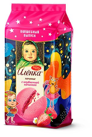 Печенье сдобное Аленка с клубничной начинкой, 115 г