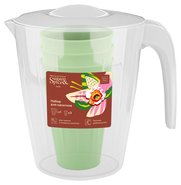 Набор для напитков Sugar&Spice vanilla Кувшин 1,9 л + 3 стакана 350 мл